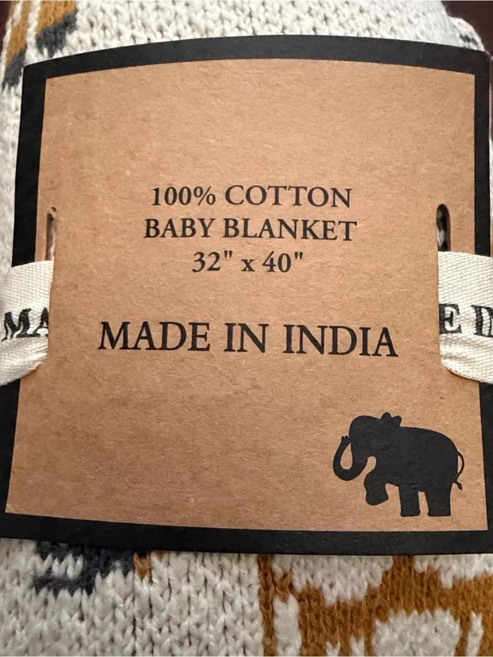 Baby Giraffe Print Beige Cotton Blanket(Size 32”x  40”)